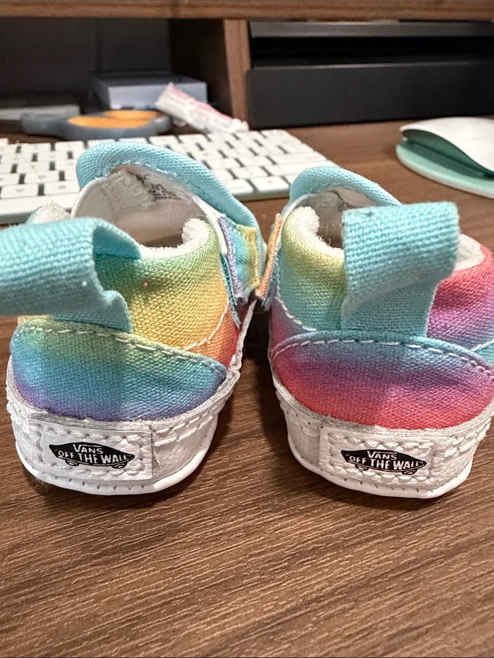 Vans Rainbow Gradient Slip-On Baby Shoes - Blue Trim